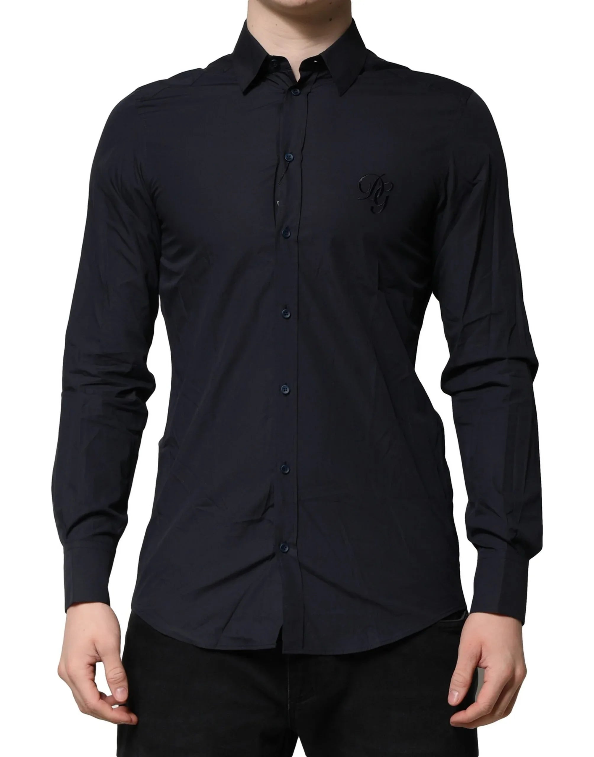 Dolce & Gabbana Dark Blue MARTINI Cotton Dress Formal Shirt - Zeiniez