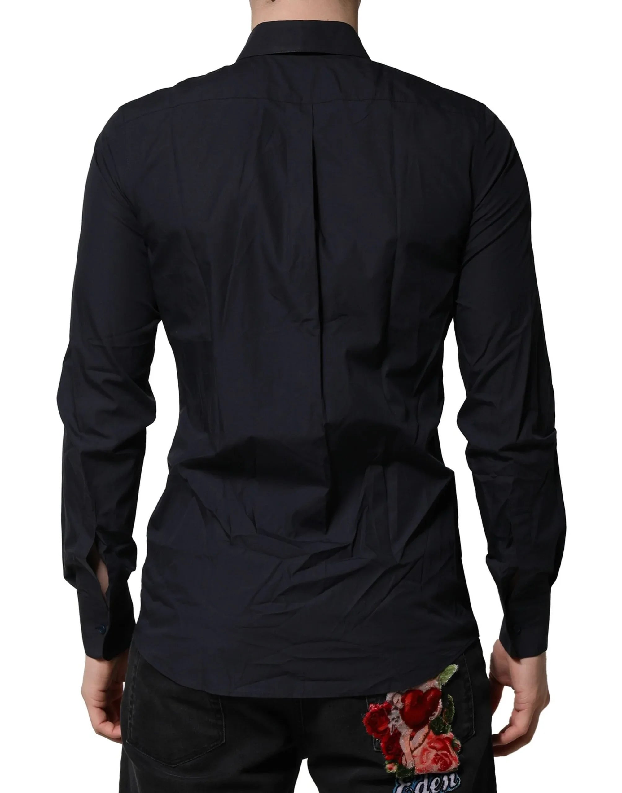 Dolce & Gabbana Dark Blue MARTINI Cotton Dress Formal Shirt - Zeiniez