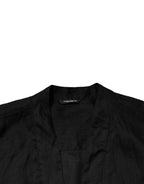 Dolce & Gabbana Black Linen Long Sleeves Men Casual Shirt - Zeiniez