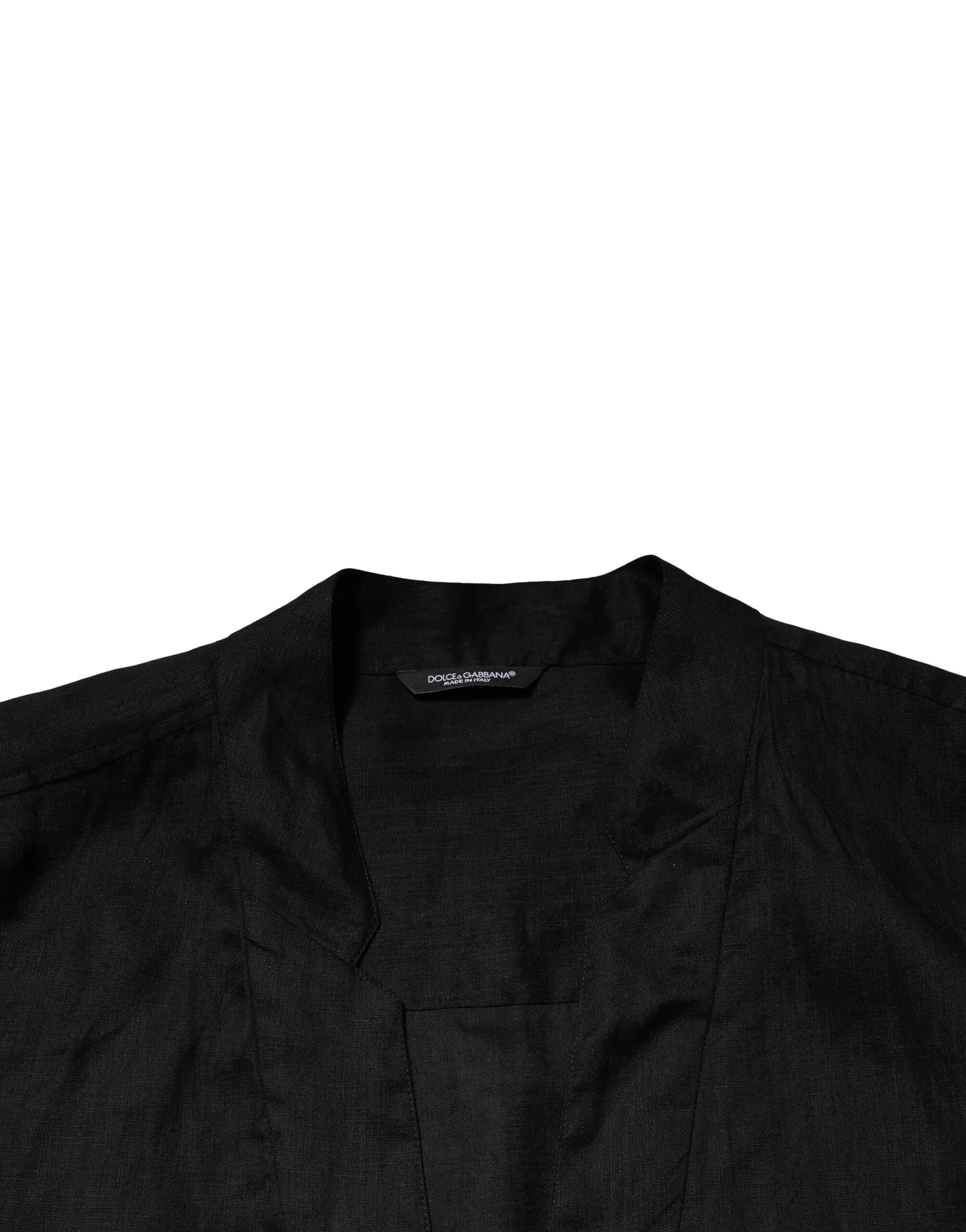 Dolce & Gabbana Black Linen Long Sleeves Men Casual Shirt - Zeiniez
