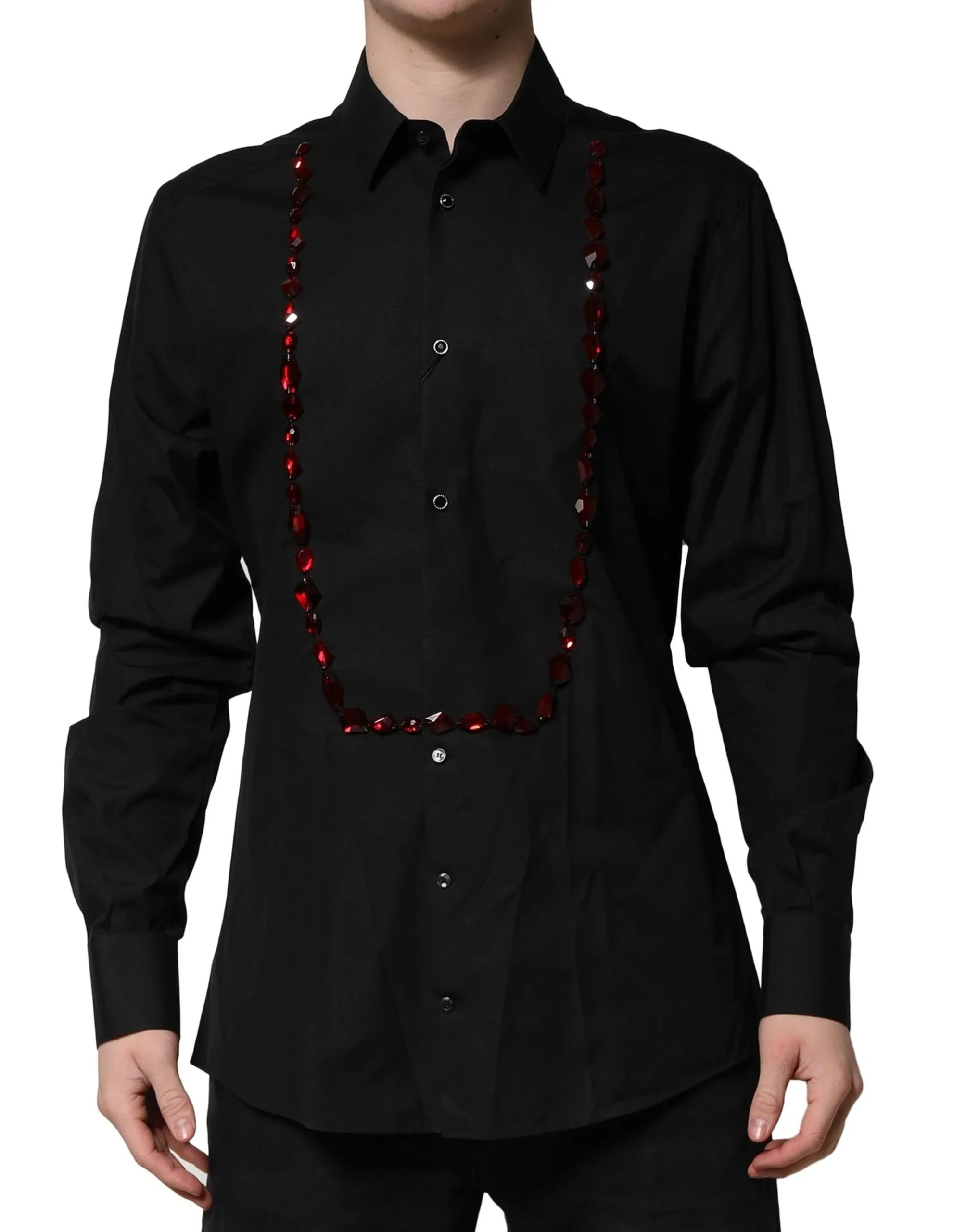 Dolce & Gabbana Black Crystal GOLD Formal Men Dress Shirt - Zeiniez