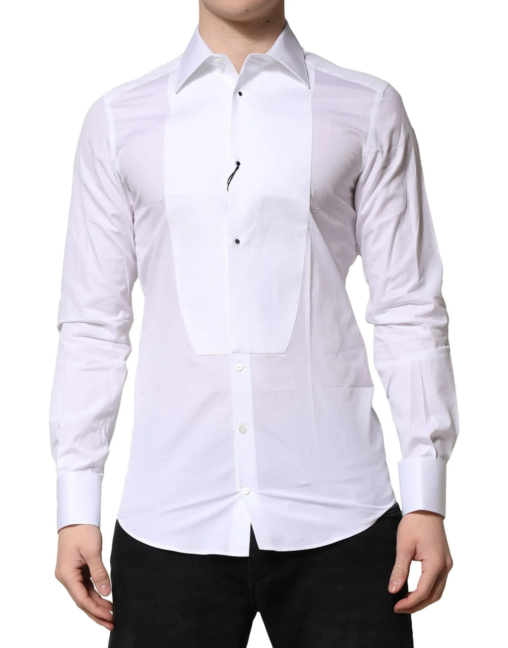 Dolce & Gabbana White GOLD Crown Cotton Dress Formal Shirt - Zeiniez