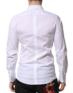 Dolce & Gabbana White GOLD Crown Cotton Dress Formal Shirt - Zeiniez