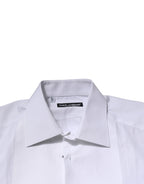 Dolce & Gabbana White GOLD Crown Cotton Dress Formal Shirt - Zeiniez