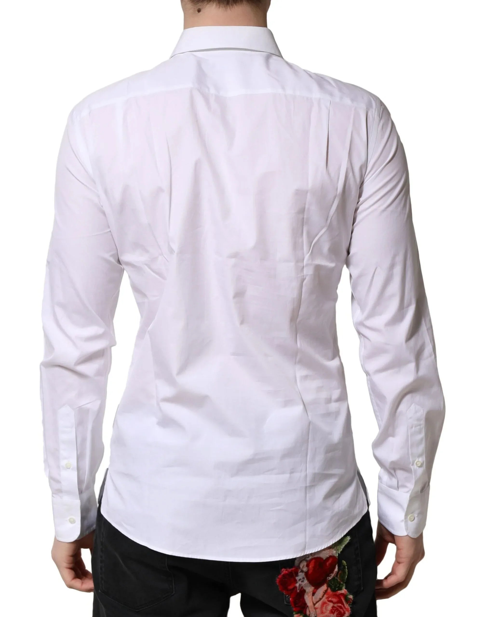Dolce & Gabbana White Poplin Cotton Formal Men Dress Shirt - Zeiniez