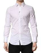 Dolce & Gabbana White GOLD Cotton Men Dress Formal Shirt - Zeiniez