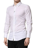Dolce & Gabbana White GOLD Cotton Men Dress Formal Shirt - Zeiniez
