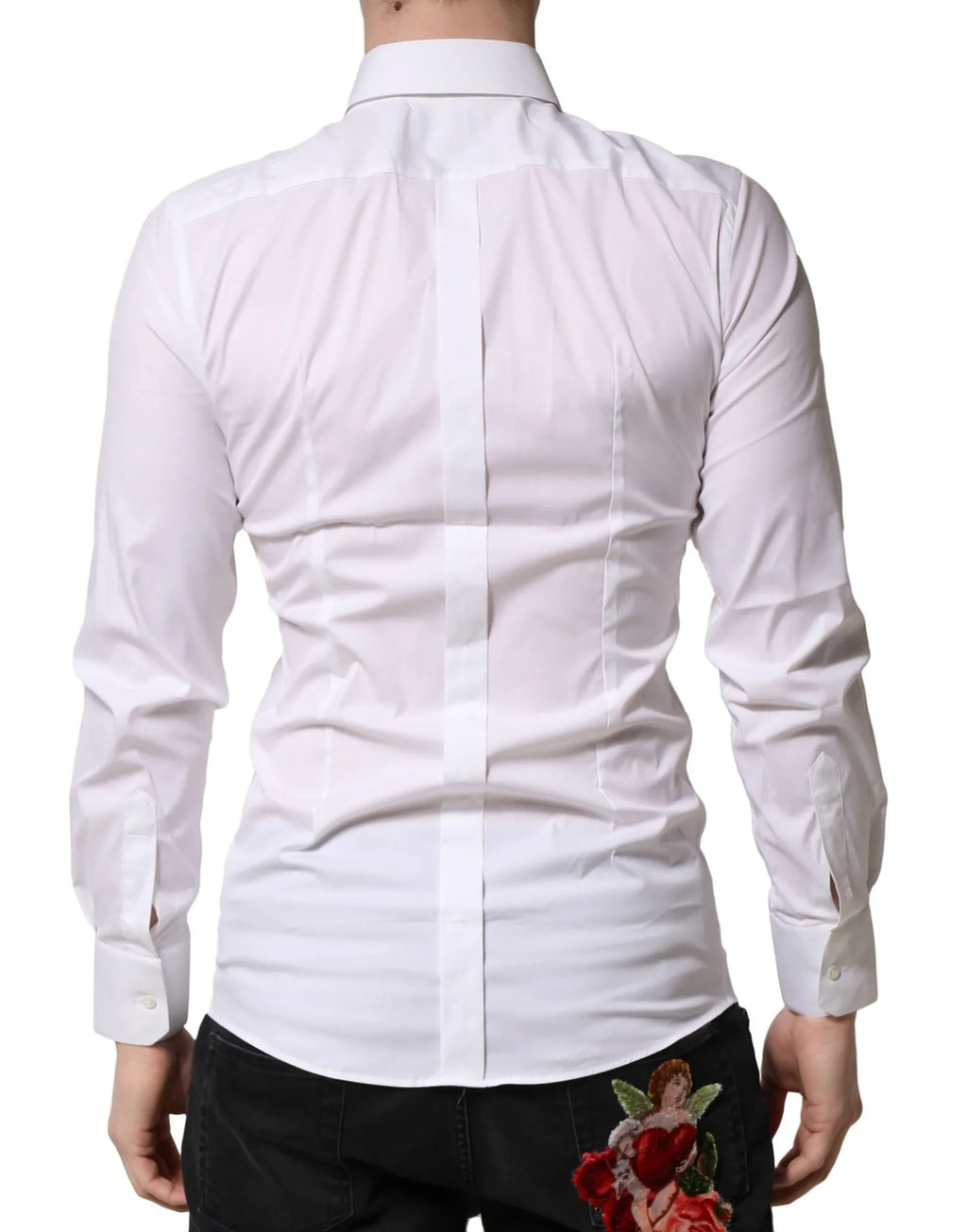 Dolce & Gabbana White GOLD Cotton Men Dress Formal Shirt - Zeiniez