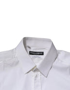 Dolce & Gabbana White GOLD Cotton Men Dress Formal Shirt - Zeiniez