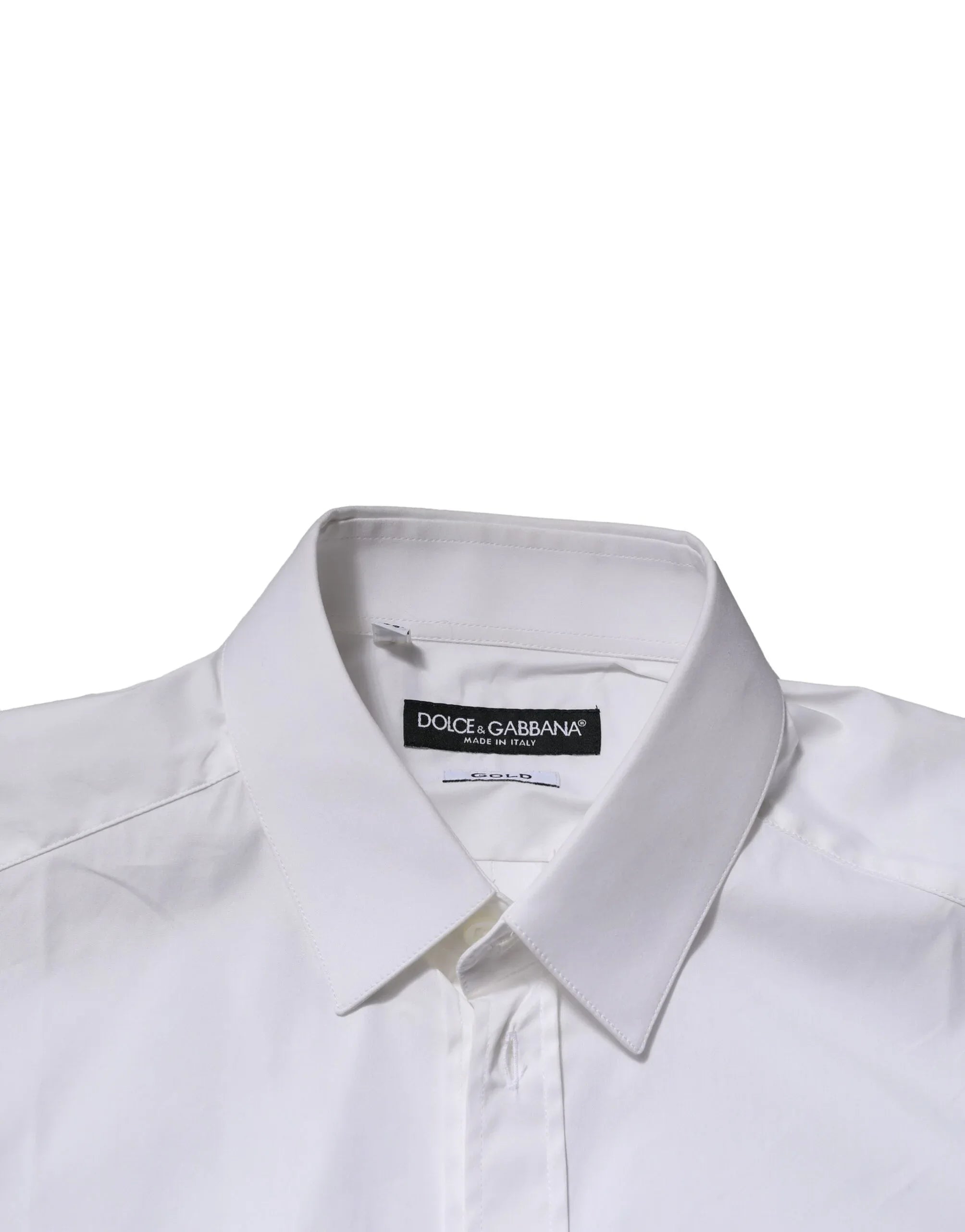 Dolce & Gabbana White GOLD Cotton Men Dress Formal Shirt - Zeiniez