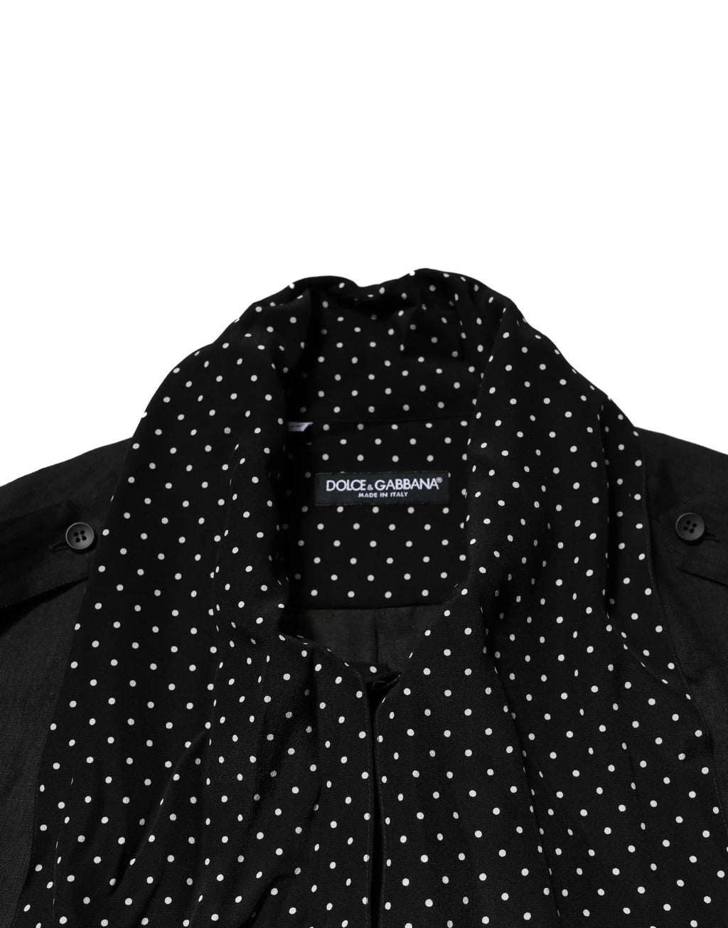 Dolce & Gabbana Black Polka Dot Collar Tie Neck Casual Shirt - Zeiniez