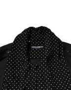 Dolce & Gabbana Black Polka Dot Collar Tie Neck Casual Shirt - Zeiniez