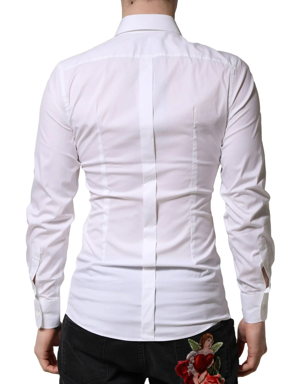 Dolce & Gabbana White GOLD Long Sleeves Men Dress Formal Shirt - Zeiniez