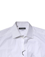 Dolce & Gabbana White Cotton Long Sleeves GOLD Formal Shirt - Zeiniez