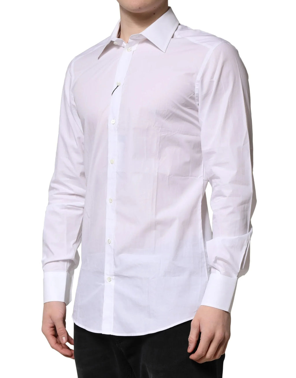 Dolce & Gabbana White Cotton GOLD Long Sleeves Formal Shirt - Zeiniez