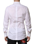 Dolce & Gabbana White Cotton GOLD Long Sleeves Formal Shirt - Zeiniez