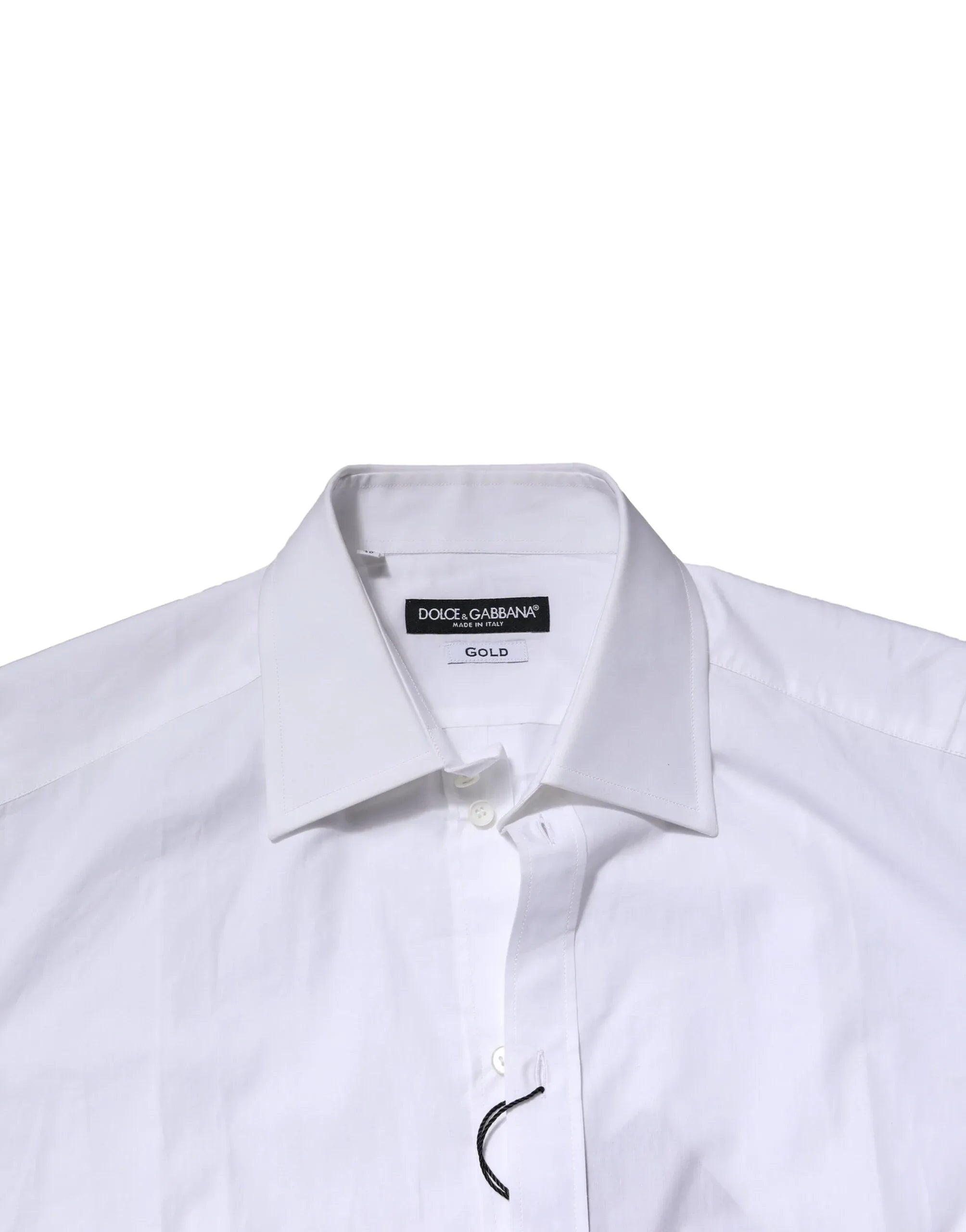Dolce & Gabbana White Cotton GOLD Long Sleeves Formal Shirt - Zeiniez
