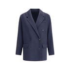 Brunello Cucinelli Blue Cashmere Coat