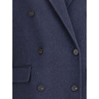 Brunello Cucinelli Blue Cashmere Coat
