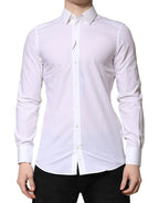 Dolce & Gabbana White MARTINI Long Sleeves Dress Formal Shirt - Zeiniez