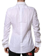 Dolce & Gabbana White Bib Cotton Poplin GOLD Men Formal Shirt - Zeiniez