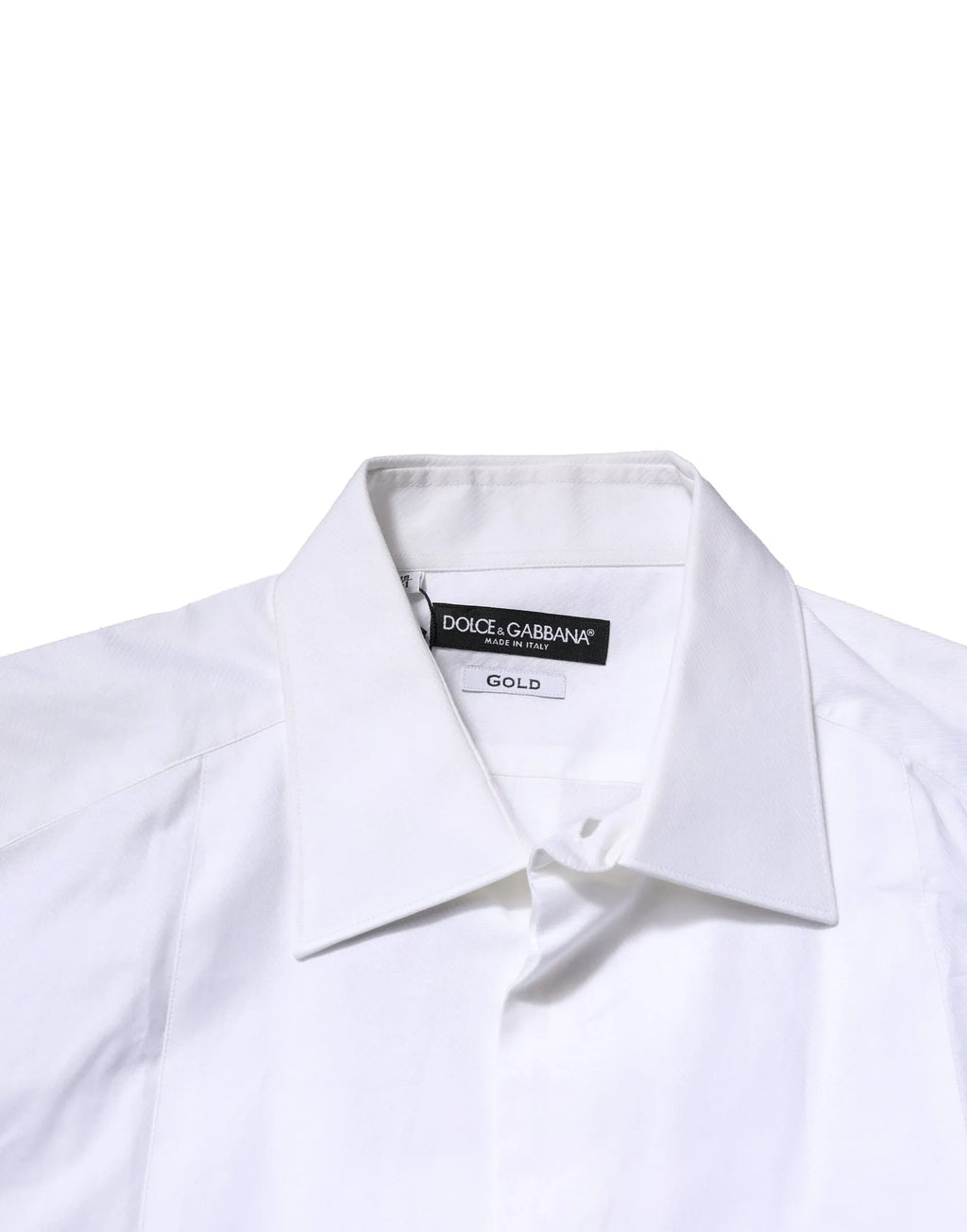 Dolce & Gabbana White Bib Cotton Poplin GOLD Men Formal Shirt - Zeiniez