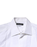 Dolce & Gabbana White Bib Cotton Poplin GOLD Men Formal Shirt - Zeiniez
