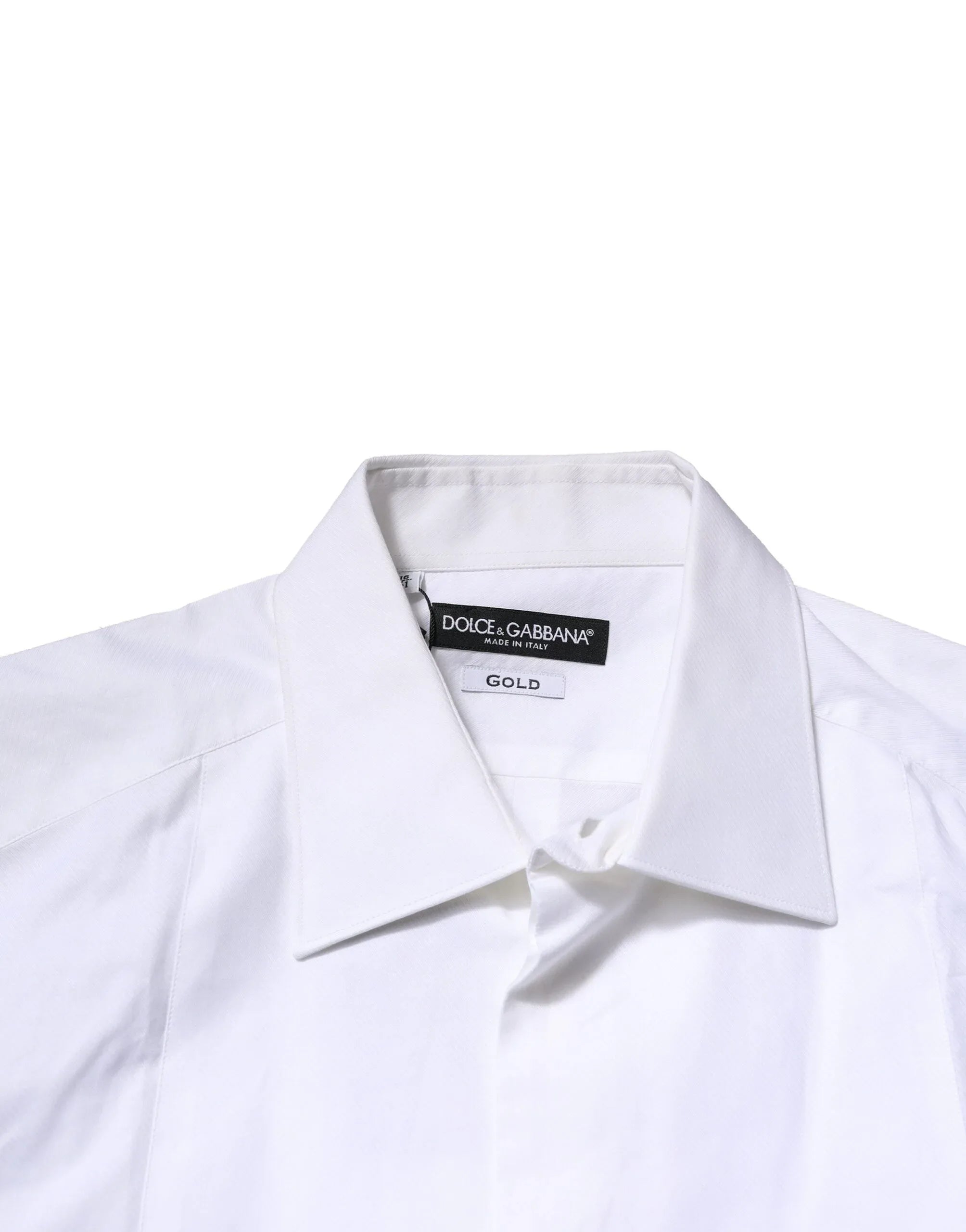 Dolce & Gabbana White Bib Cotton Poplin GOLD Men Formal Shirt - Zeiniez