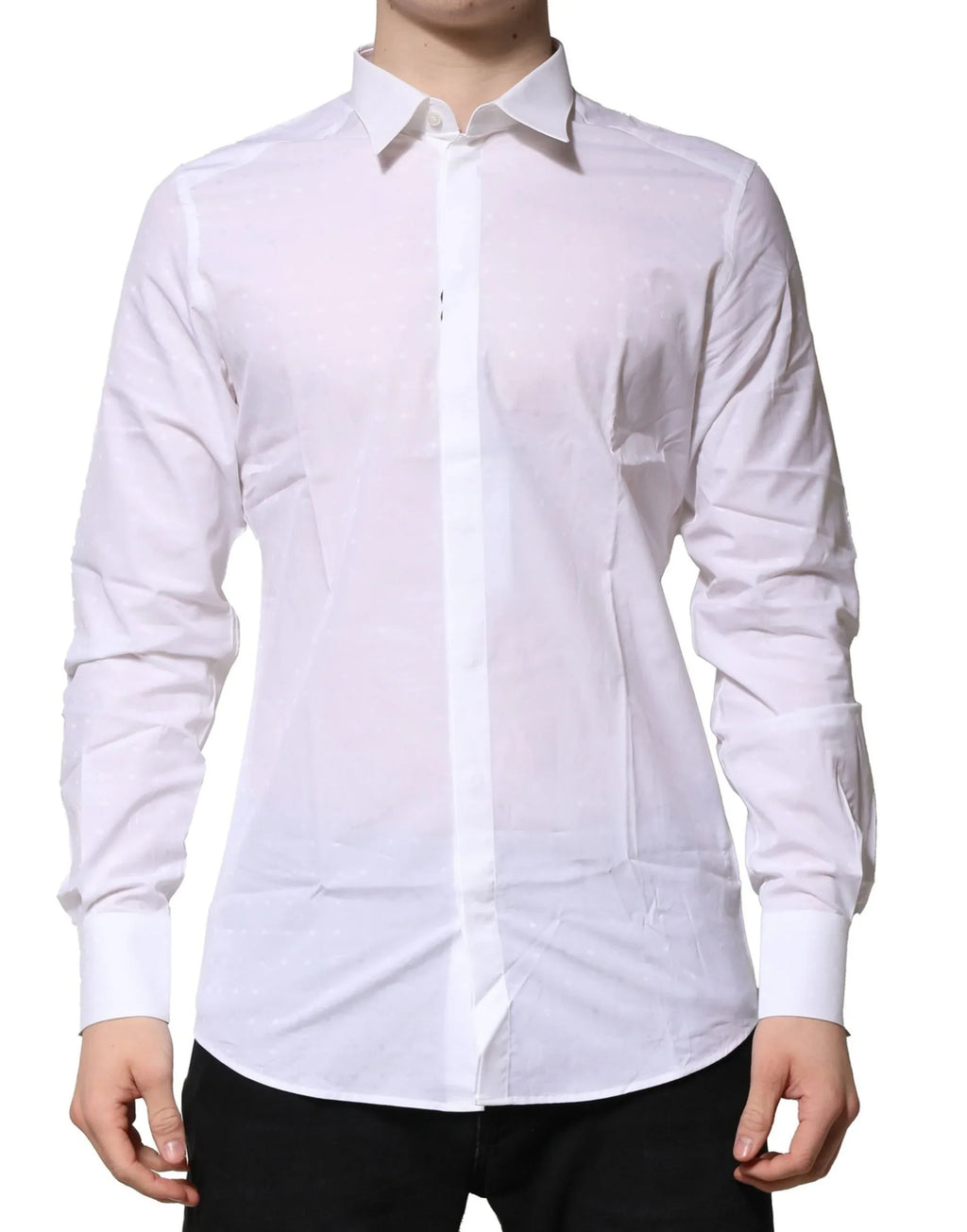 Dolce & Gabbana White Cotton GOLD Long Sleeves Formal Shirt - Zeiniez