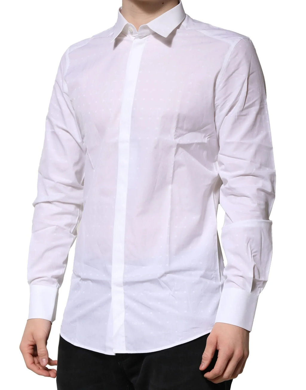 Dolce & Gabbana White Cotton GOLD Long Sleeves Formal Shirt - Zeiniez
