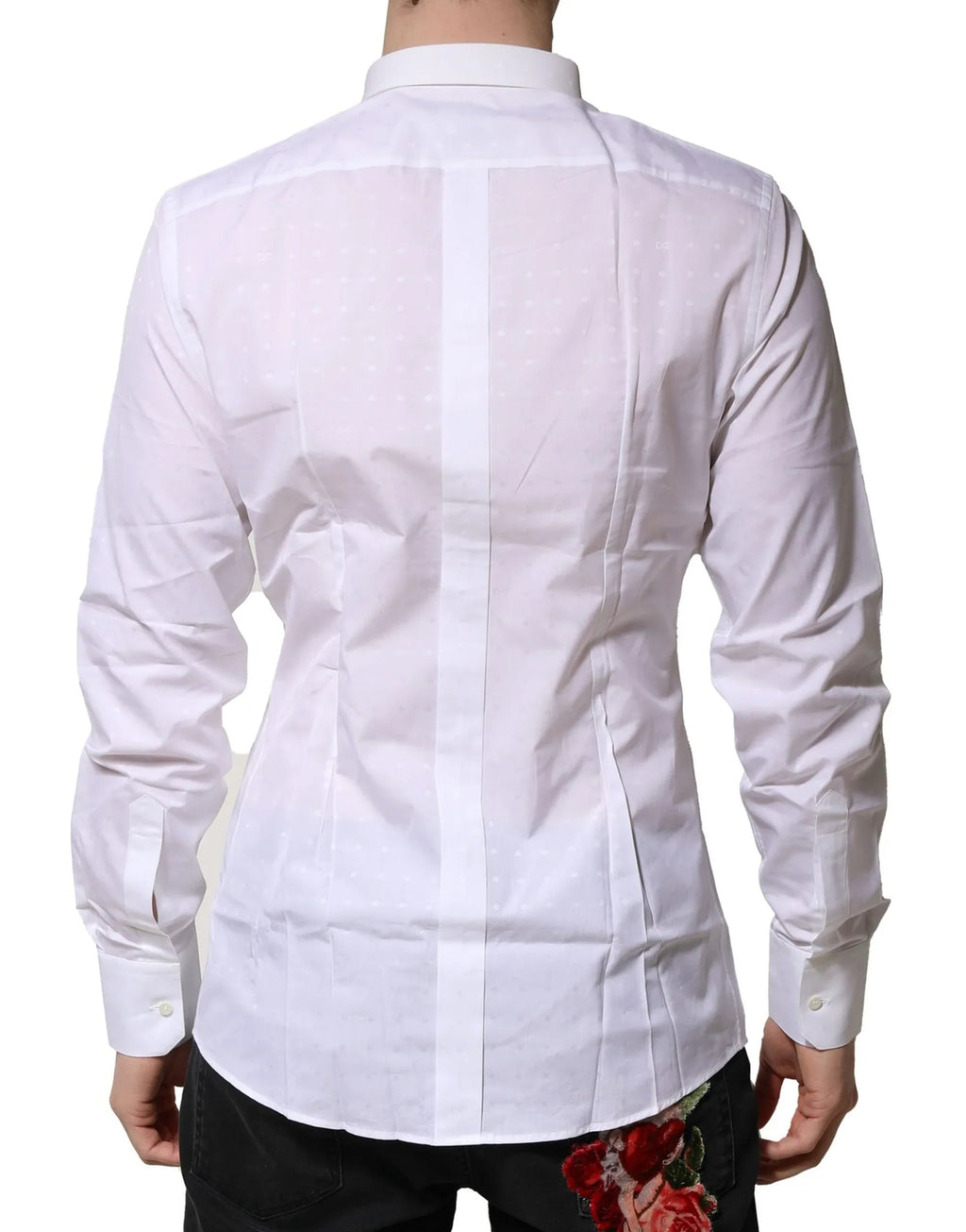 Dolce & Gabbana White Cotton GOLD Long Sleeves Formal Shirt - Zeiniez