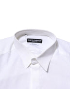 Dolce & Gabbana White Cotton GOLD Long Sleeves Formal Shirt - Zeiniez