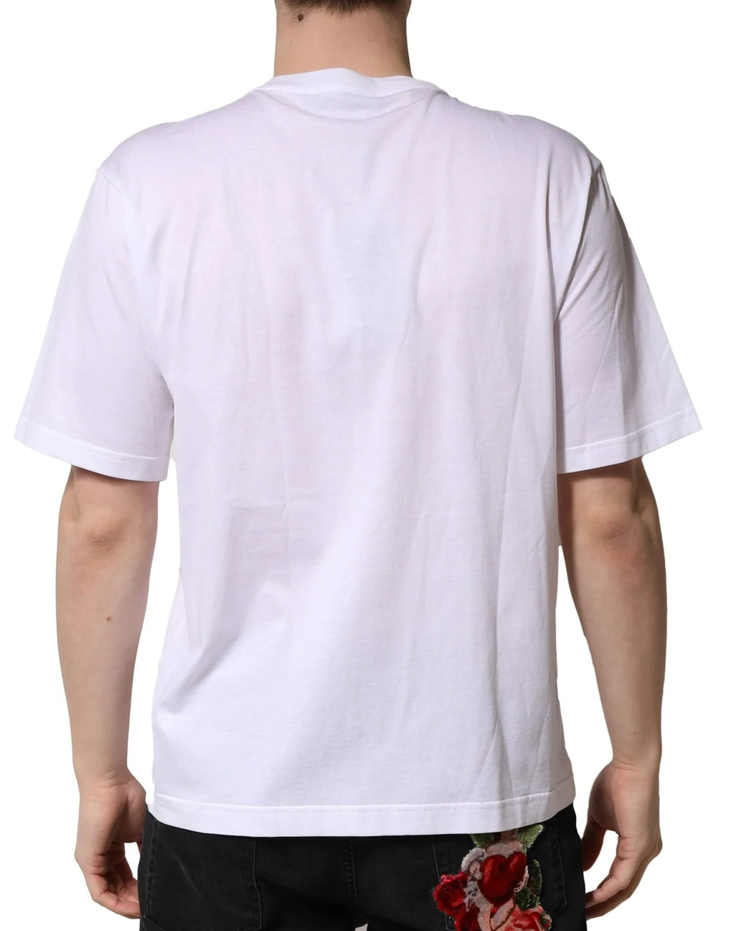 Dolce & Gabbana White Embellished Cotton Crew Neck T-shirt - Zeiniez