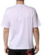 Dolce & Gabbana White Embellished Cotton Crew Neck T-shirt - Zeiniez