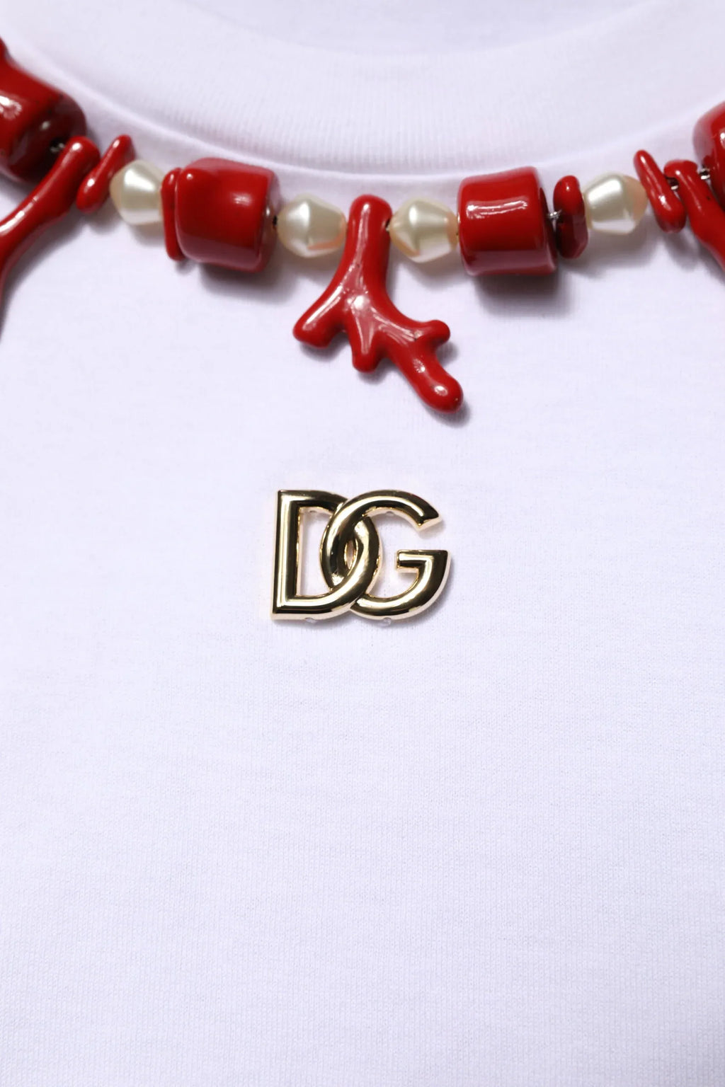 Dolce & Gabbana White Embellished Cotton Crew Neck T-shirt - Zeiniez