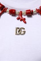 Dolce & Gabbana White Embellished Cotton Crew Neck T-shirt - Zeiniez