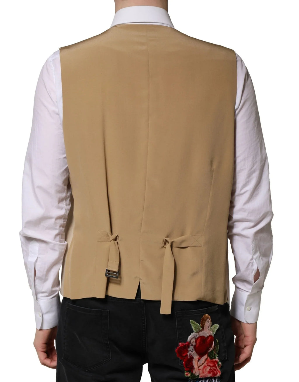 Dolce & Gabbana Beige Linen Dress Formal Men Waistcoat Vest - Zeiniez