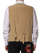 Dolce & Gabbana Beige Linen Dress Formal Men Waistcoat Vest - Zeiniez