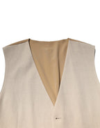 Dolce & Gabbana Beige Linen Dress Formal Men Waistcoat Vest - Zeiniez