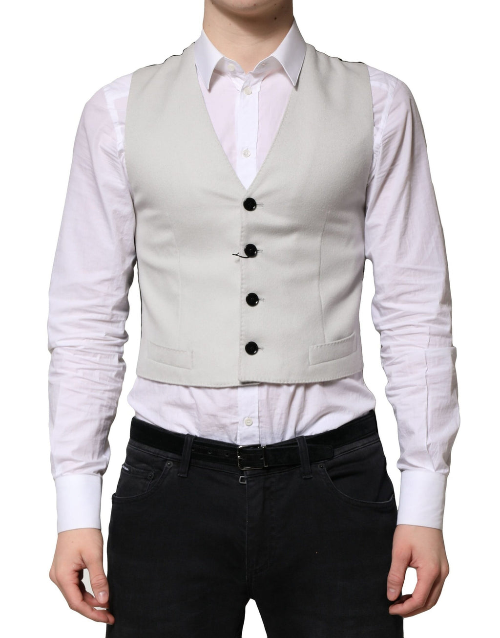 Dolce & Gabbana Gray Wool Dress Formal Men Waistcoat Vest
