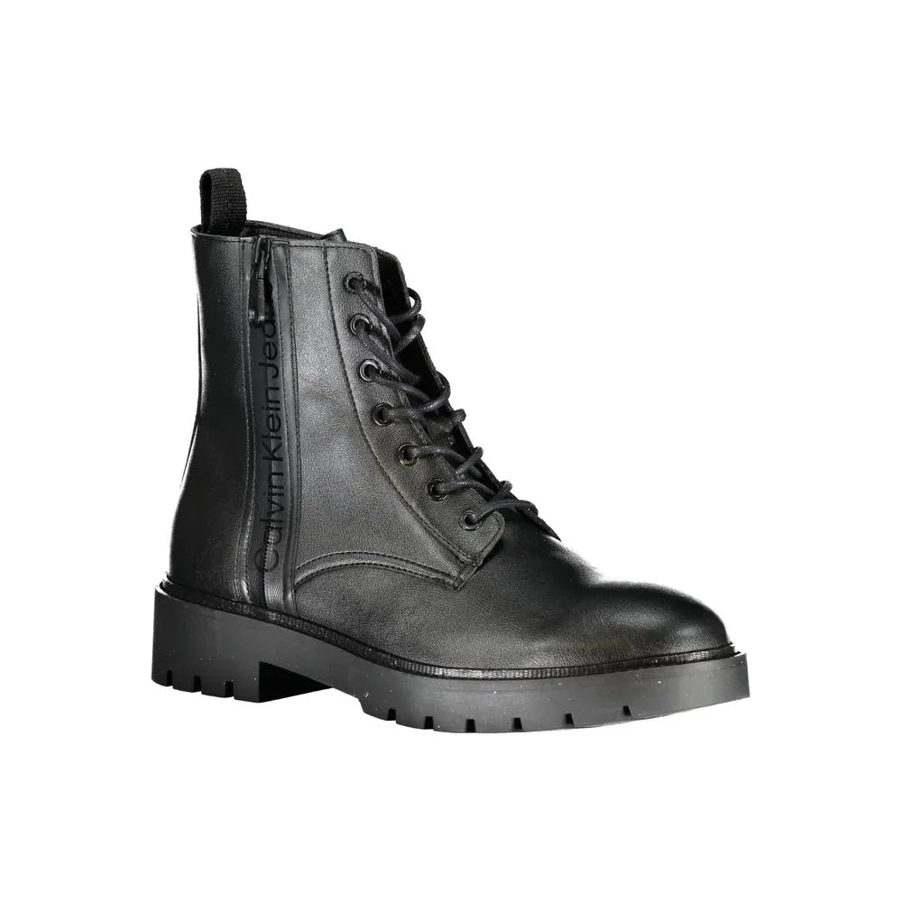 Calvin Klein Black Polyurethane Men Ankle Boot - Zeiniez