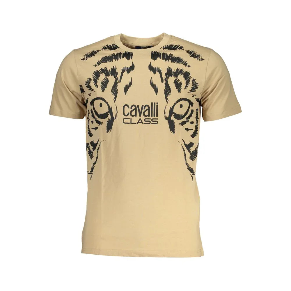 Cavalli Class Beige Cotton Men's T-Shirt - Zeiniez