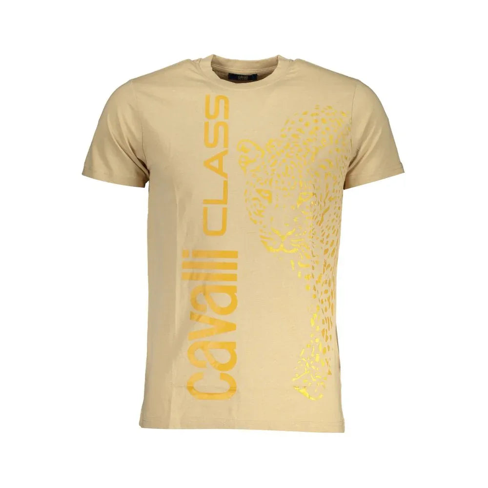 Cavalli Class Beige Cotton Men T-Shirt - Zeiniez