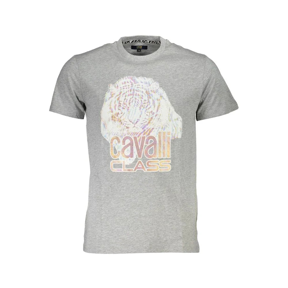 Cavalli Class Grigio Cotton Men T-Shirt - Zeiniez