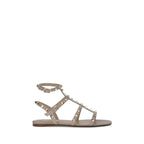 Valentino Garavani Gray Calf Leather Bos Taurus Flat Sandals - Zeiniez