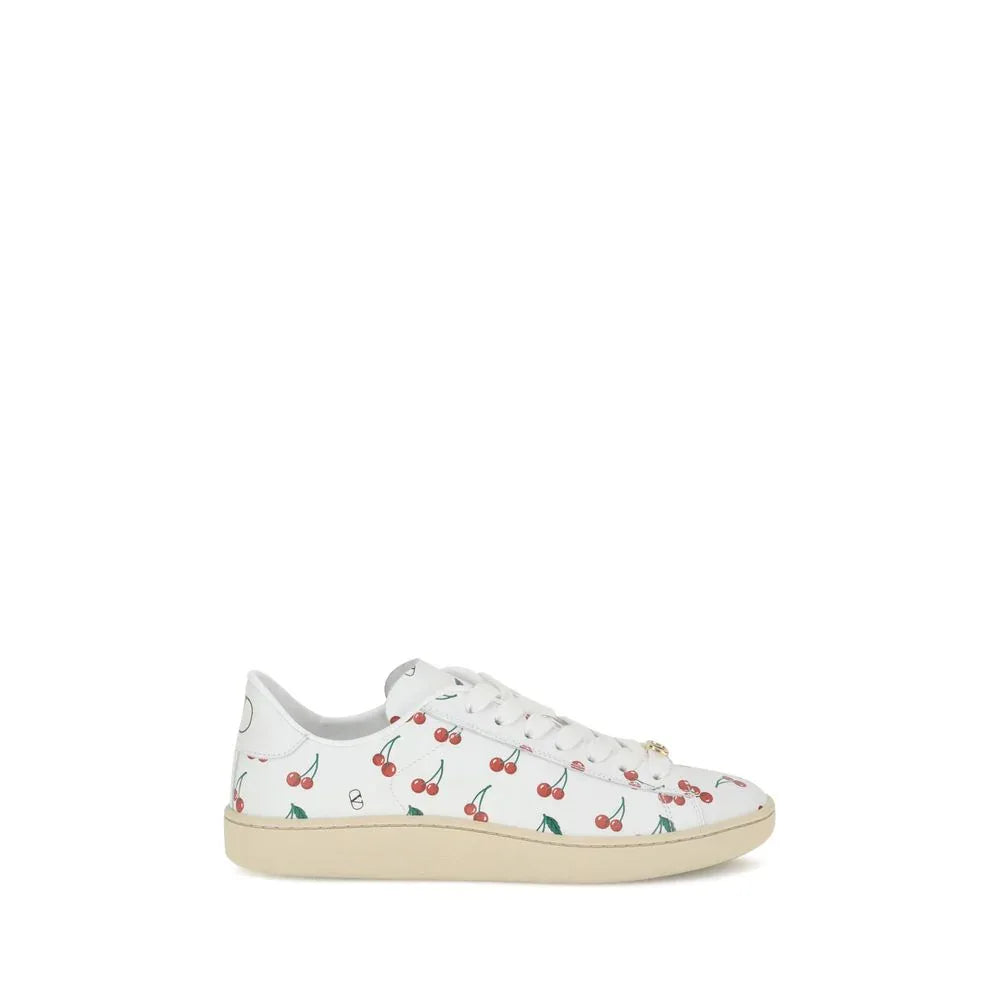 Valentino Garavani White Calf Leather Bos Taurus Low Top Sneakers - Zeiniez