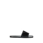 Valentino Garavani Black Calf Leather Bos Taurus Flat Sandals - Zeiniez