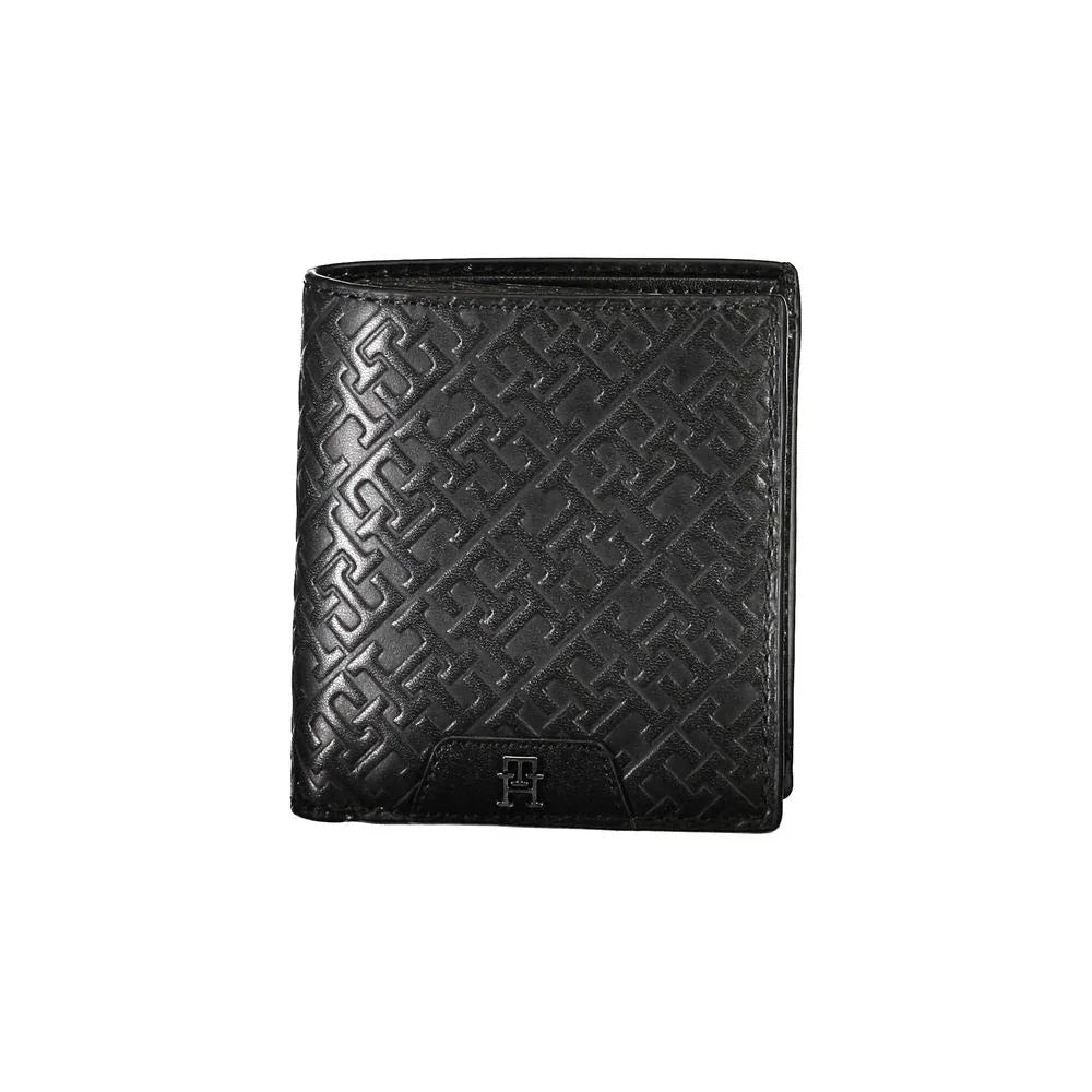 Tommy Hilfiger Sleek Black Leather Dual-Compartment Wallet - Zeiniez