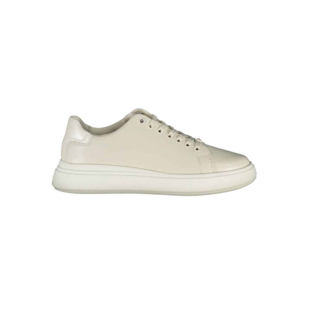 Calvin Klein Beige Leather Women Sneaker - Zeiniez