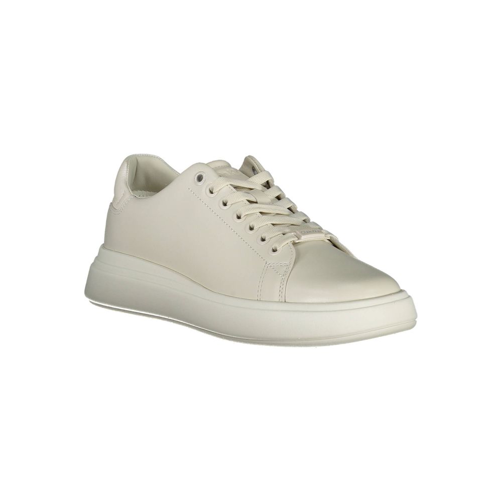 Calvin Klein Beige Leather Women Sneaker - Zeiniez